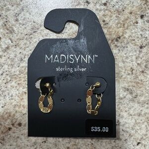 NWT Madisynn Sterling Silver Earrings - Gold Color Chain Loop
